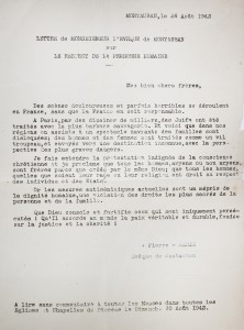 Lettre de Monseigneur Pierre-Marie Théas